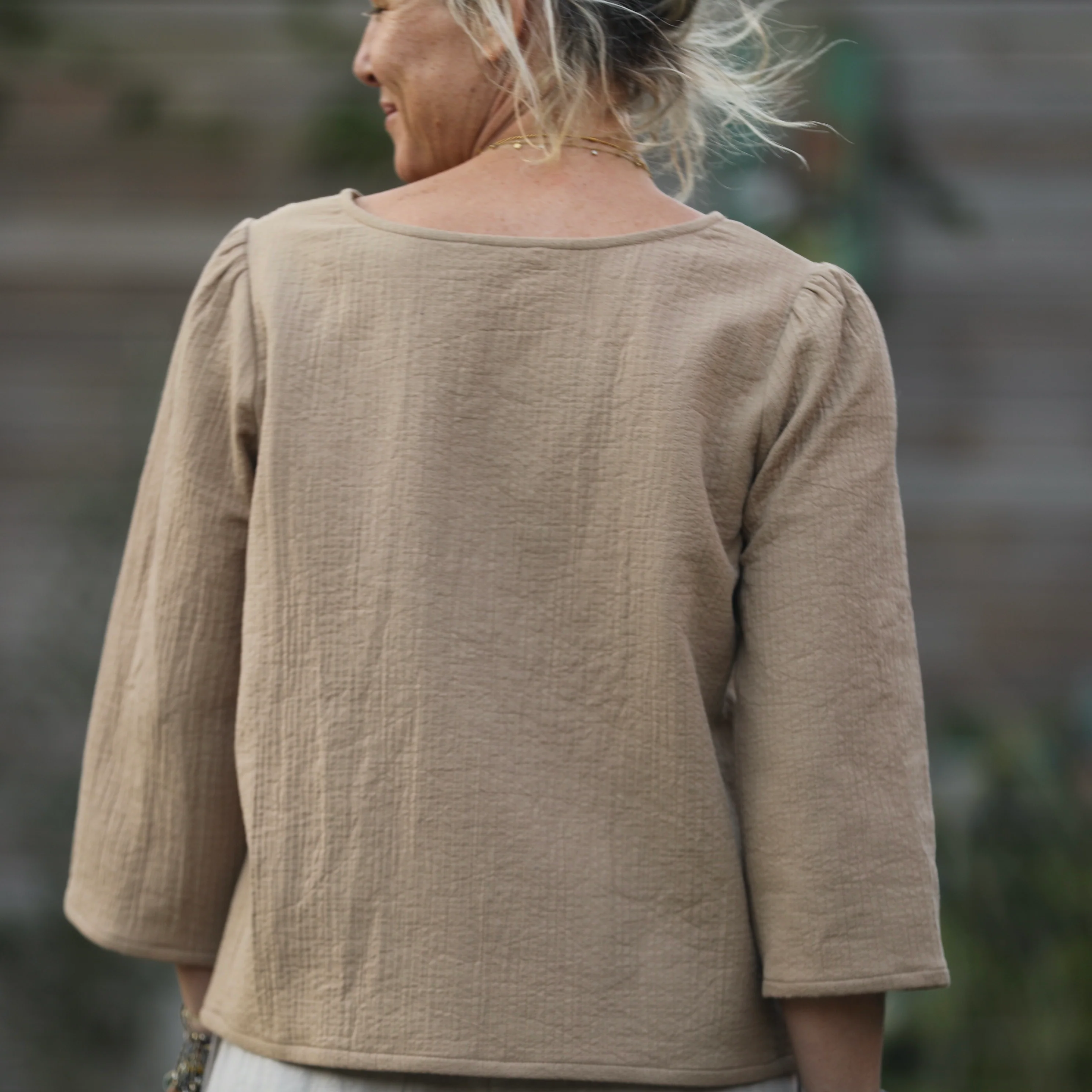 Blouse Toscane - piqué de coton camel - Image 4