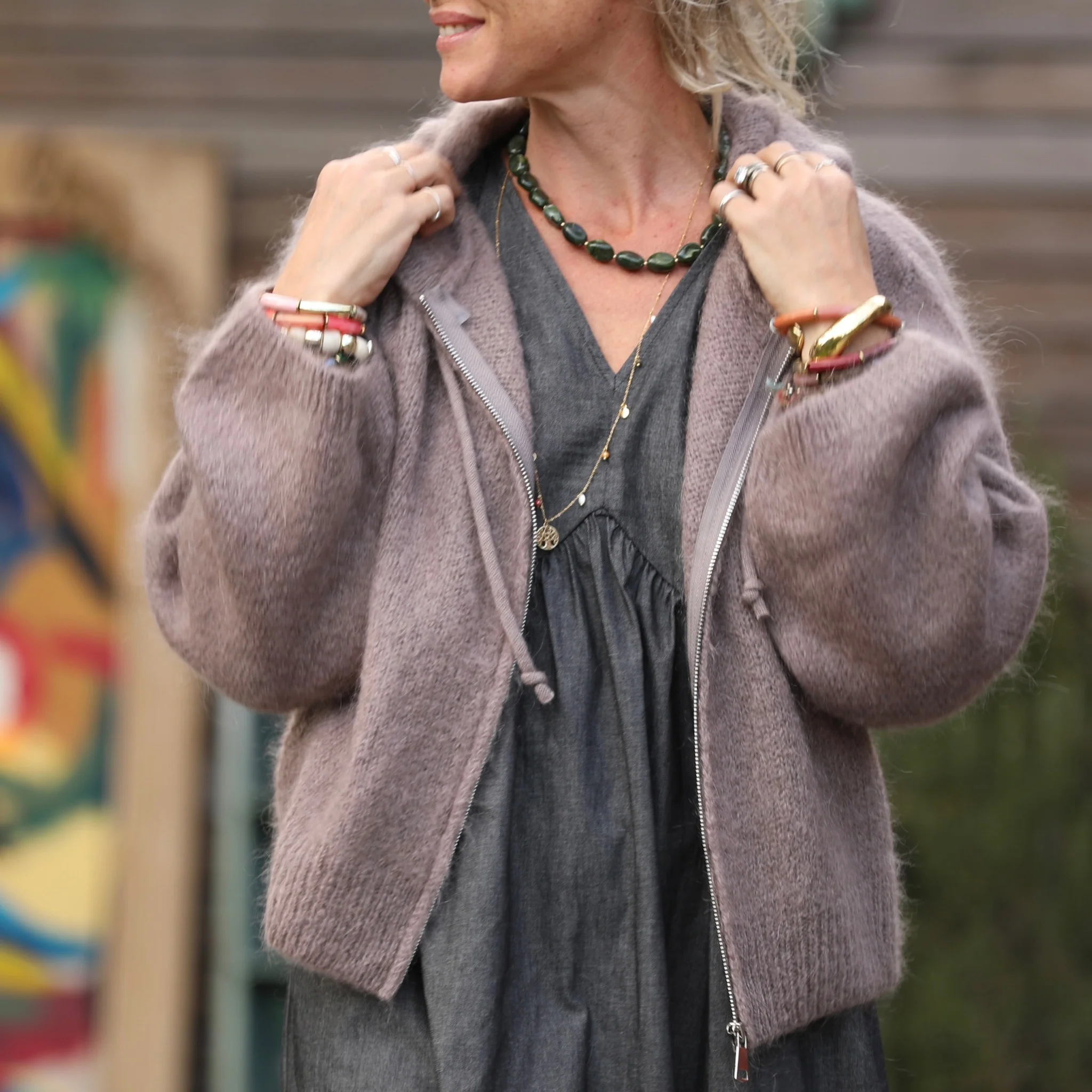 Gilet capuche Tulia - Moka - Image 7