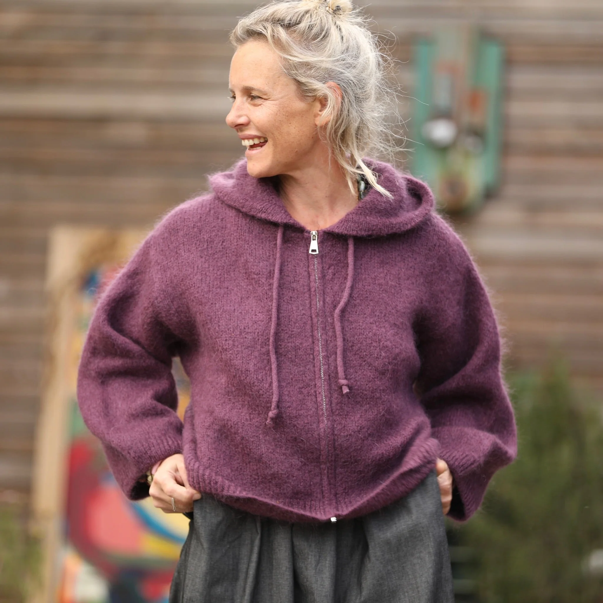Gilet capuche Tulia - Prune - Image 4