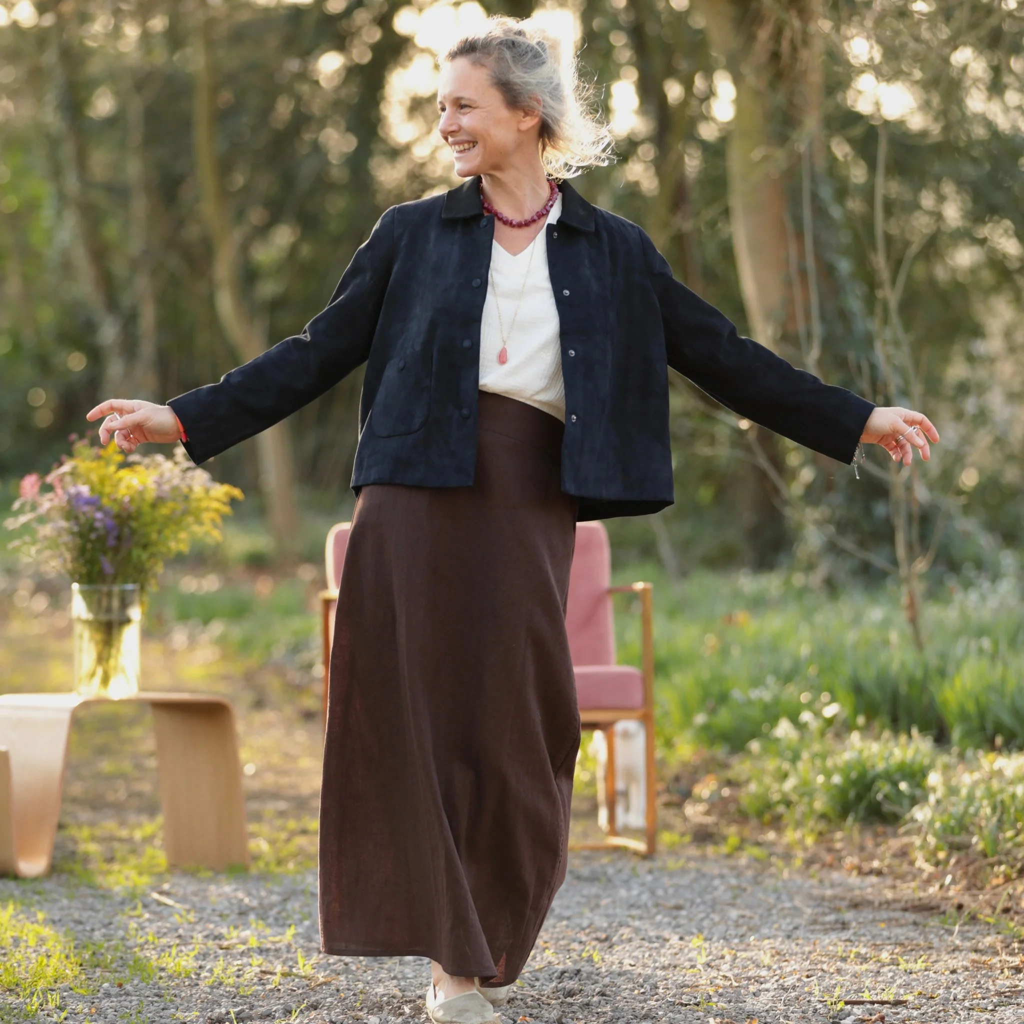Veste Aïda - Cuir suédé bleu marine - Image 13
