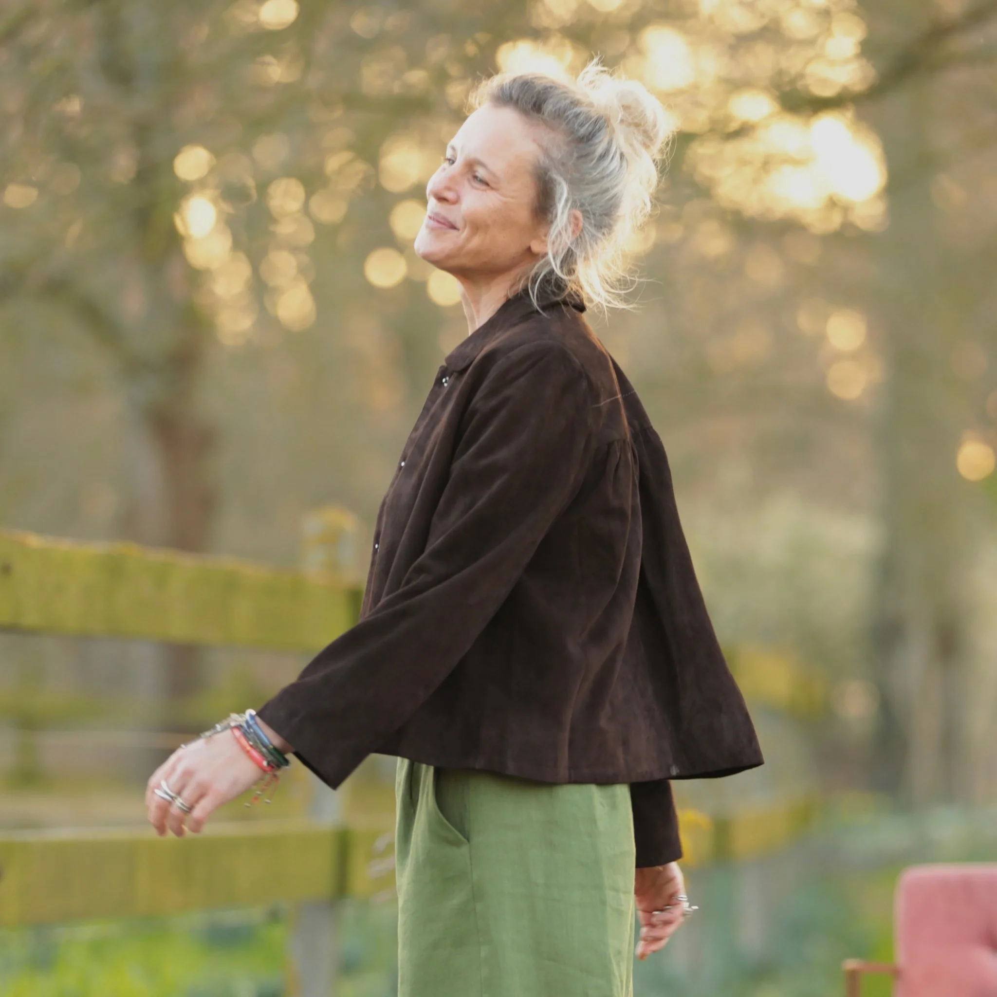 Veste Aïda - Cuir suédé chocolat - Image 5