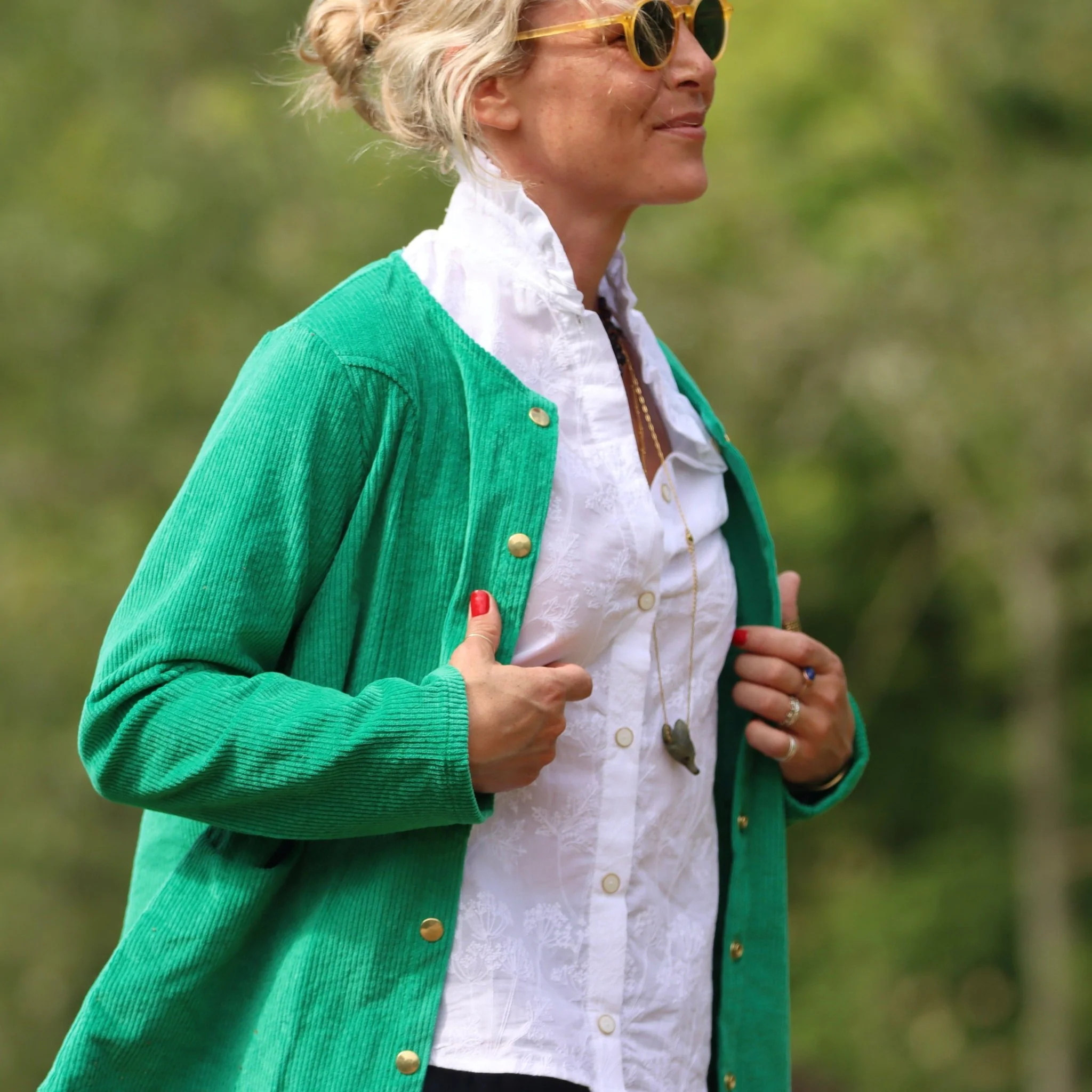 Veste Annie - Velours côtelé vert frais - Image 7