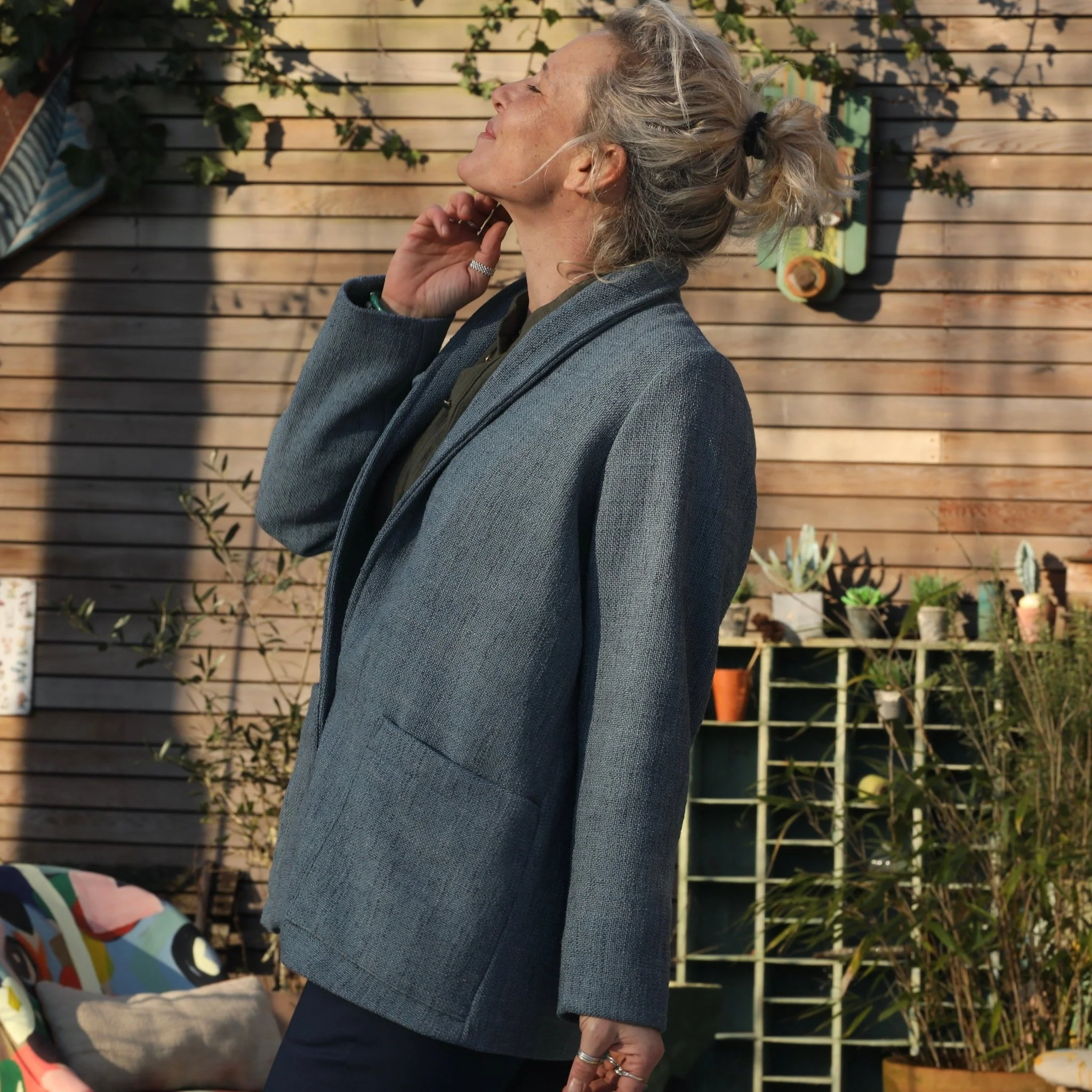 Veste Faustine - toile texturée bleu mer du nord - Image 8