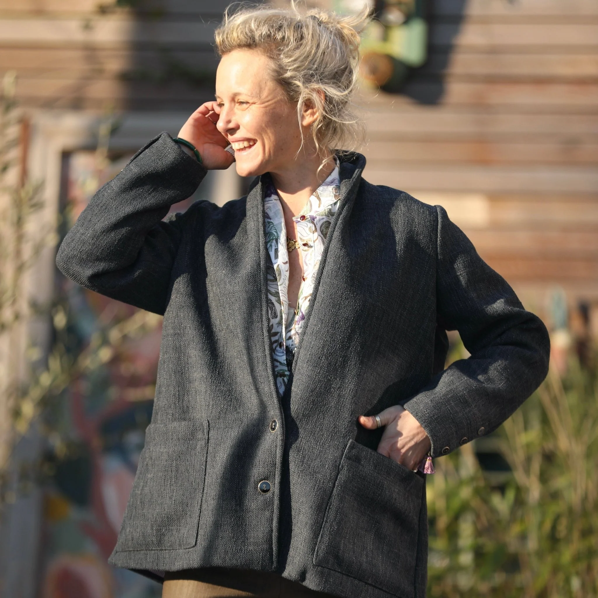 Veste Faustine - toile texturée gris anthracite - Image 7