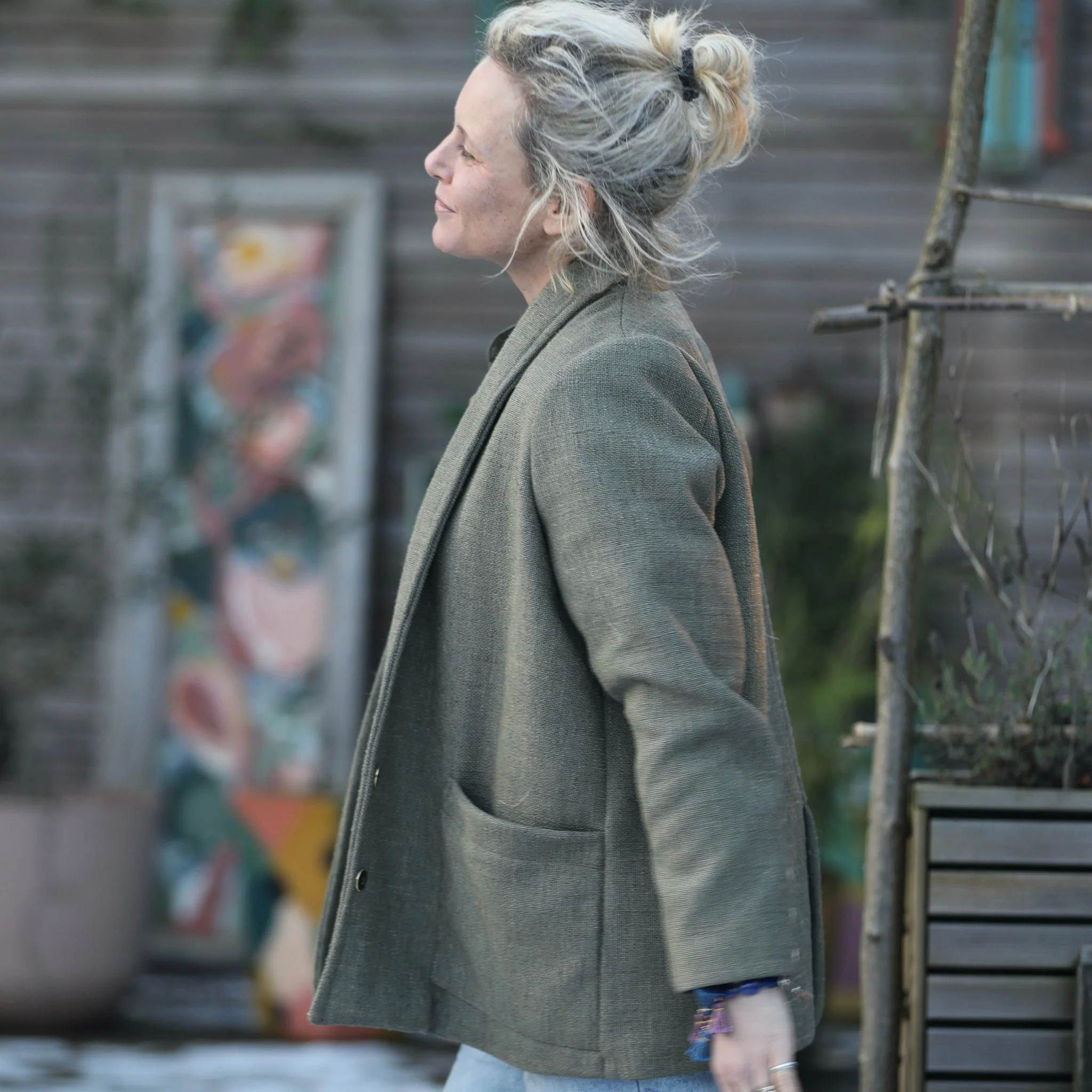 Veste Faustine - toile texturée kaki - Image 5
