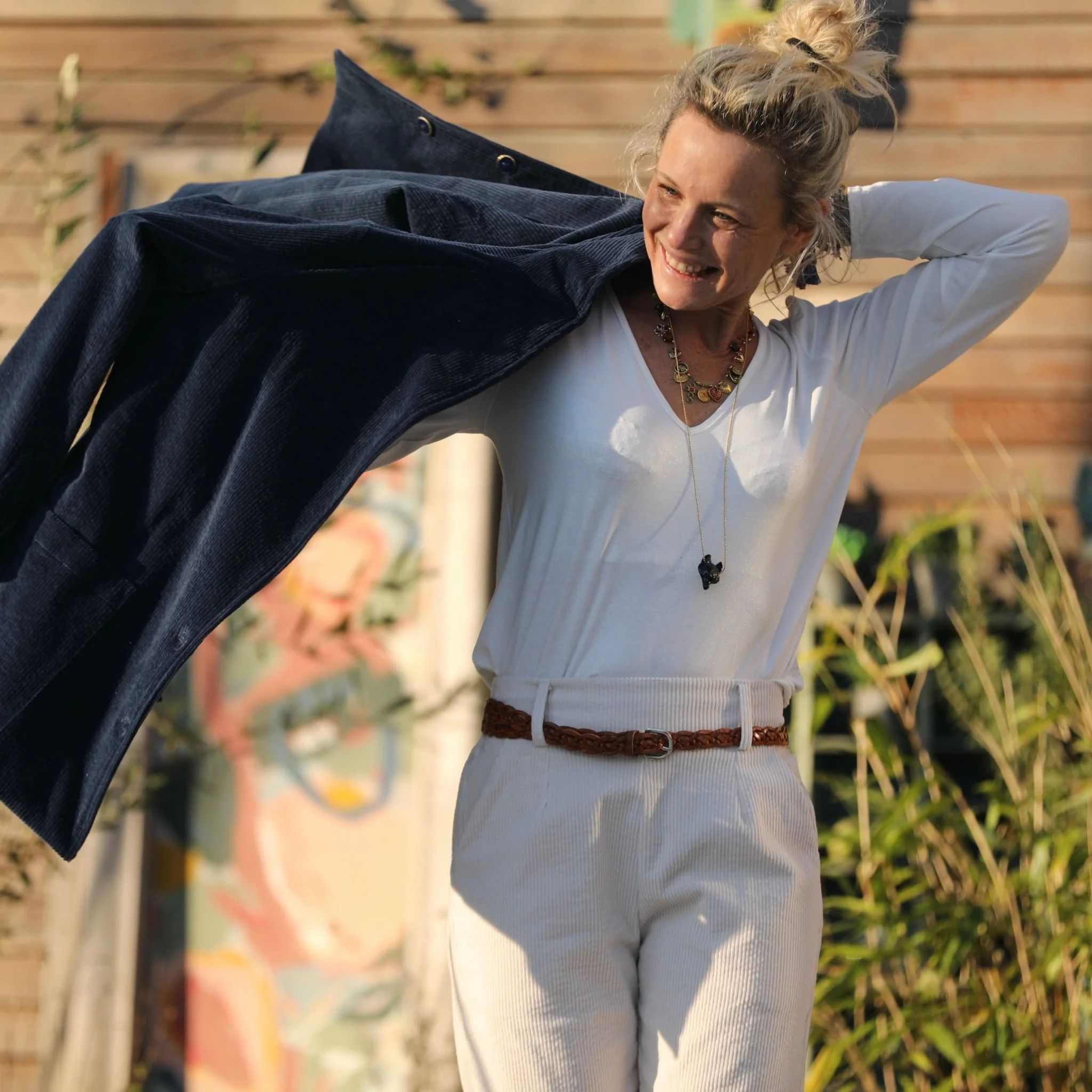 Veste Faustine - velours côtelé bleu océan - Image 11