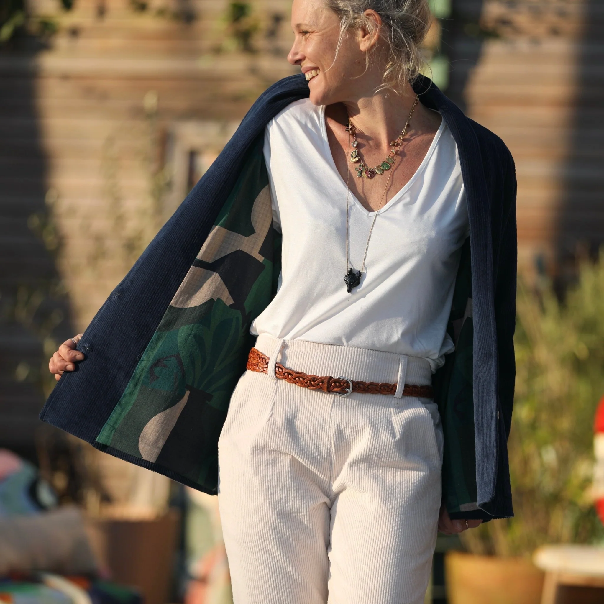 Veste Faustine - velours côtelé bleu océan - Image 3