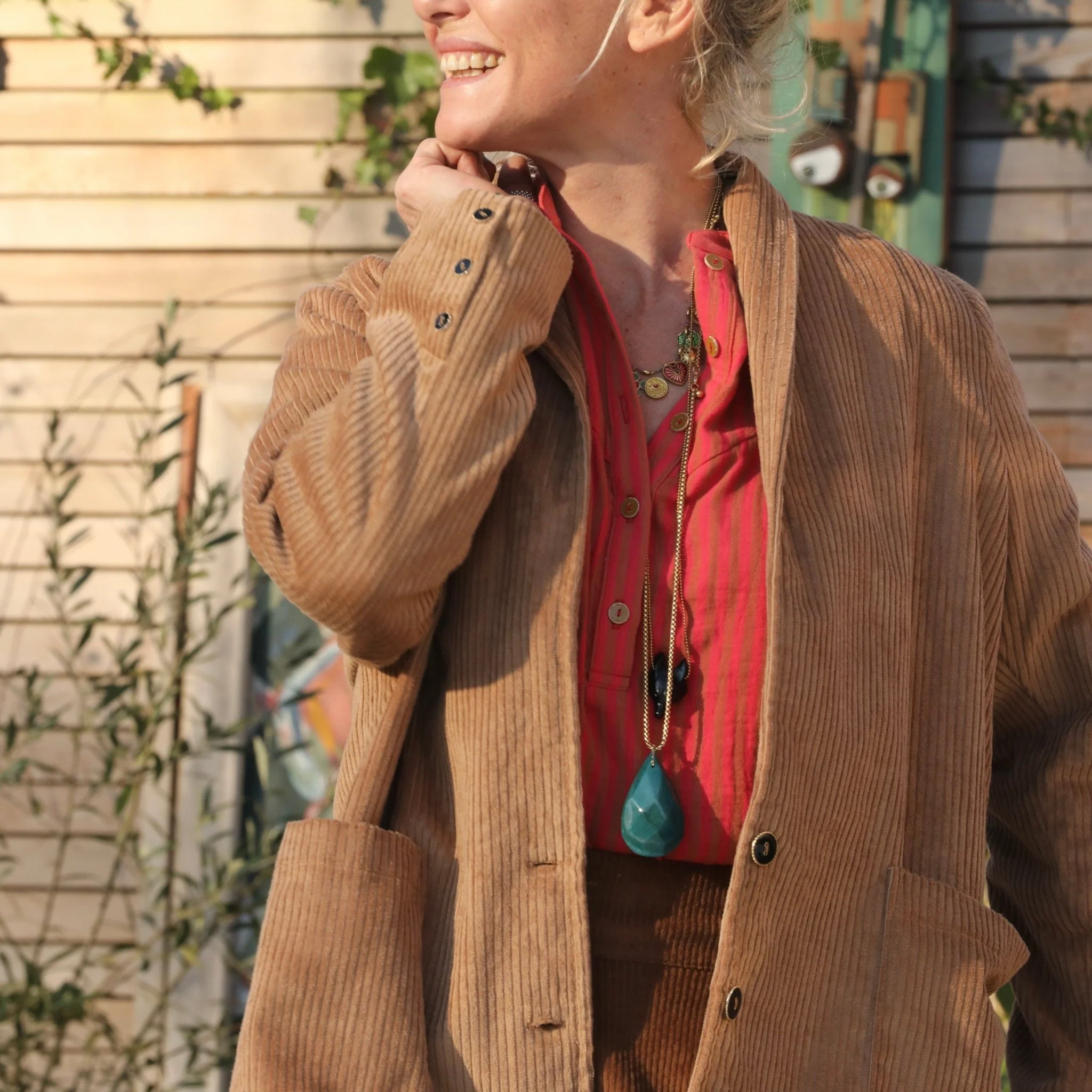 Veste Faustine - velours côtelé camel - Image 9