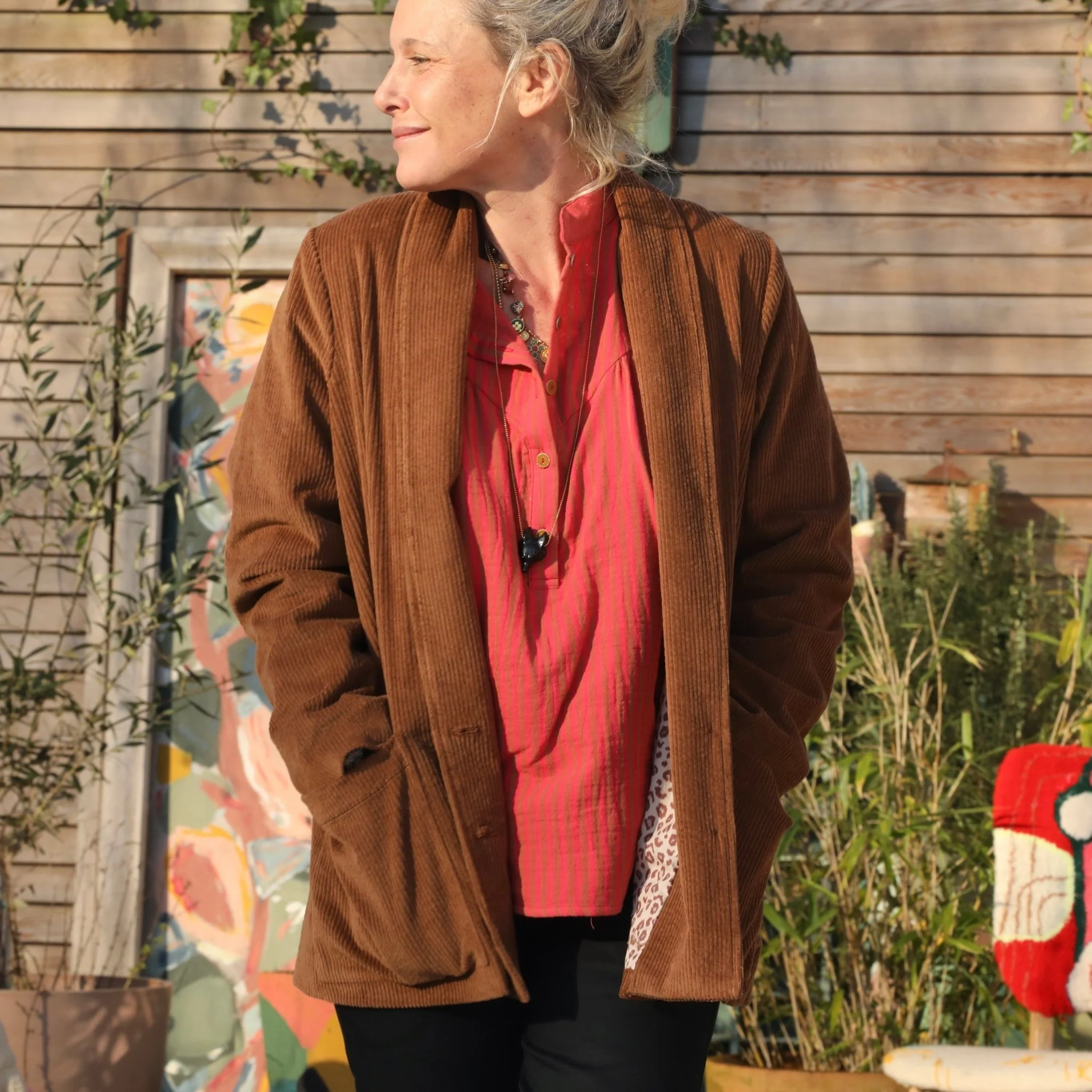 Veste Faustine - velours côtelé chamois - Image 3