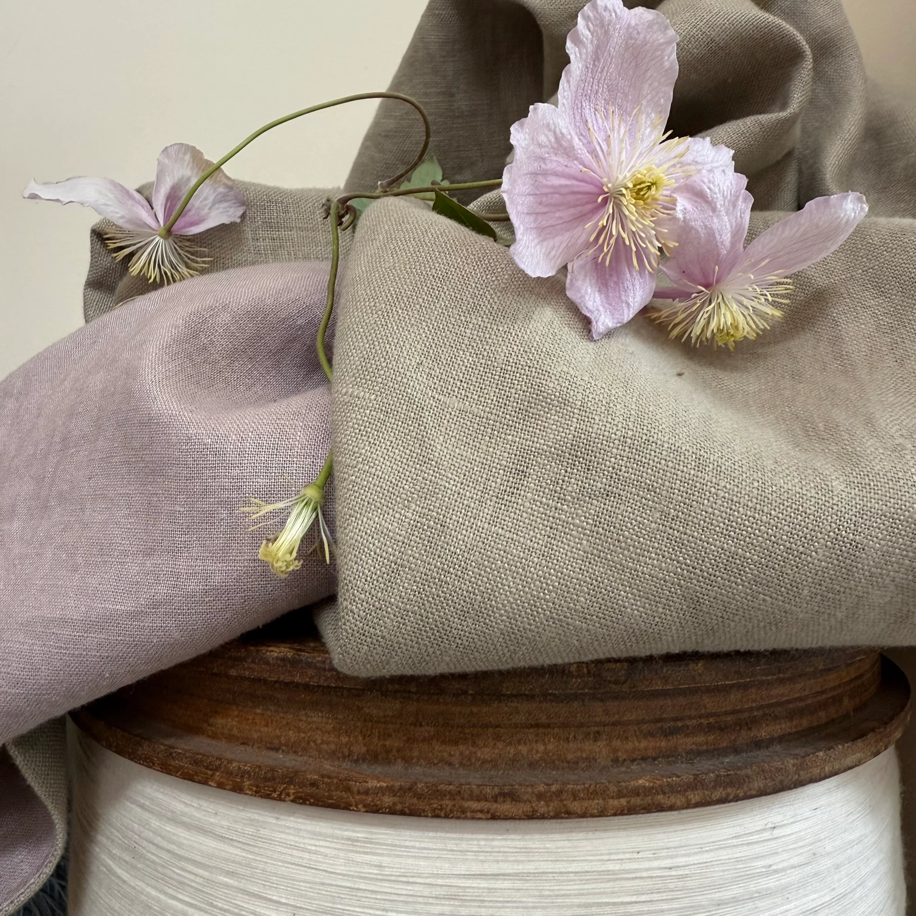Veste Lisandre lin ficelle/rose poudré - Image 2