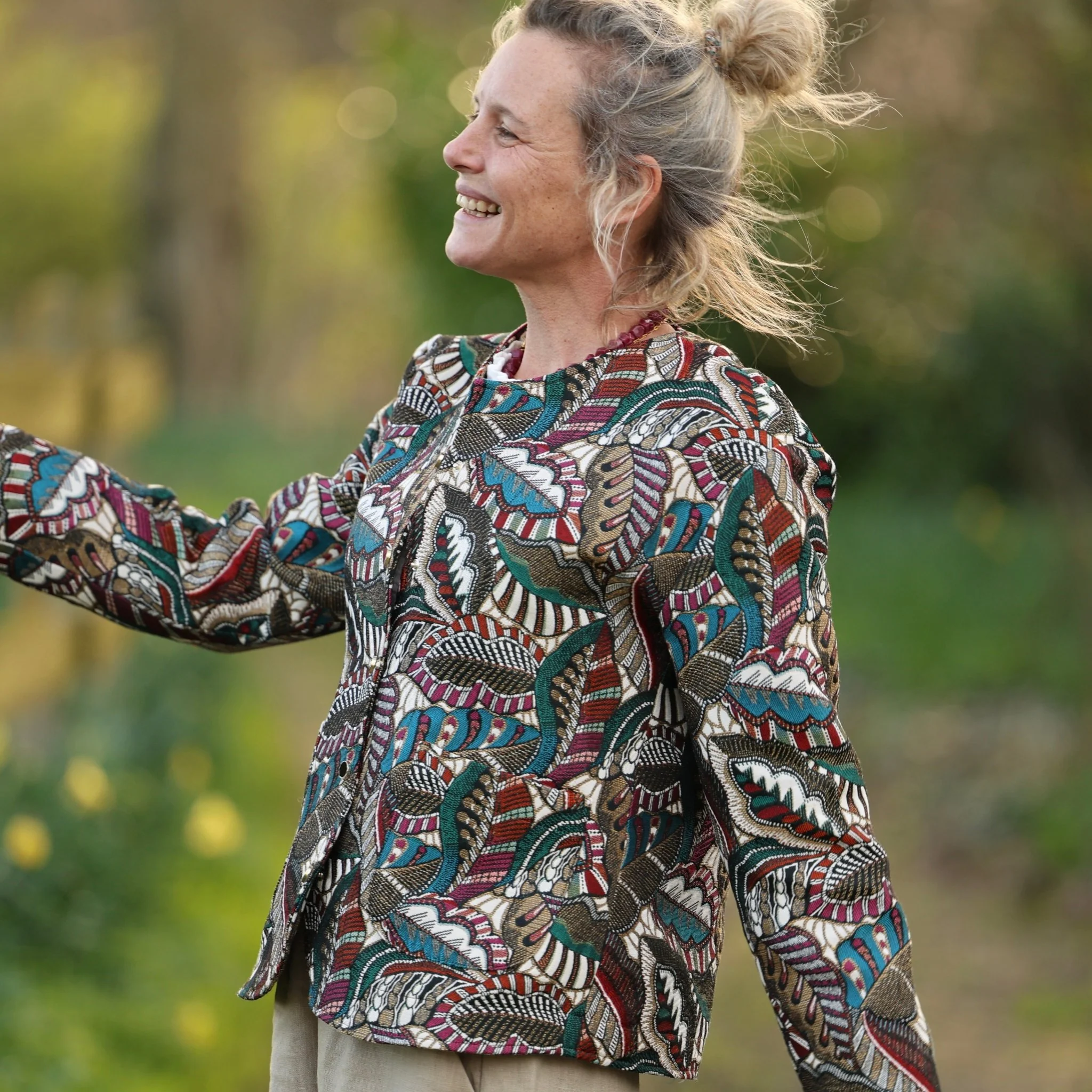 Veste Nathalie – Jacquard “Feuillage Vagabond” - Image 2