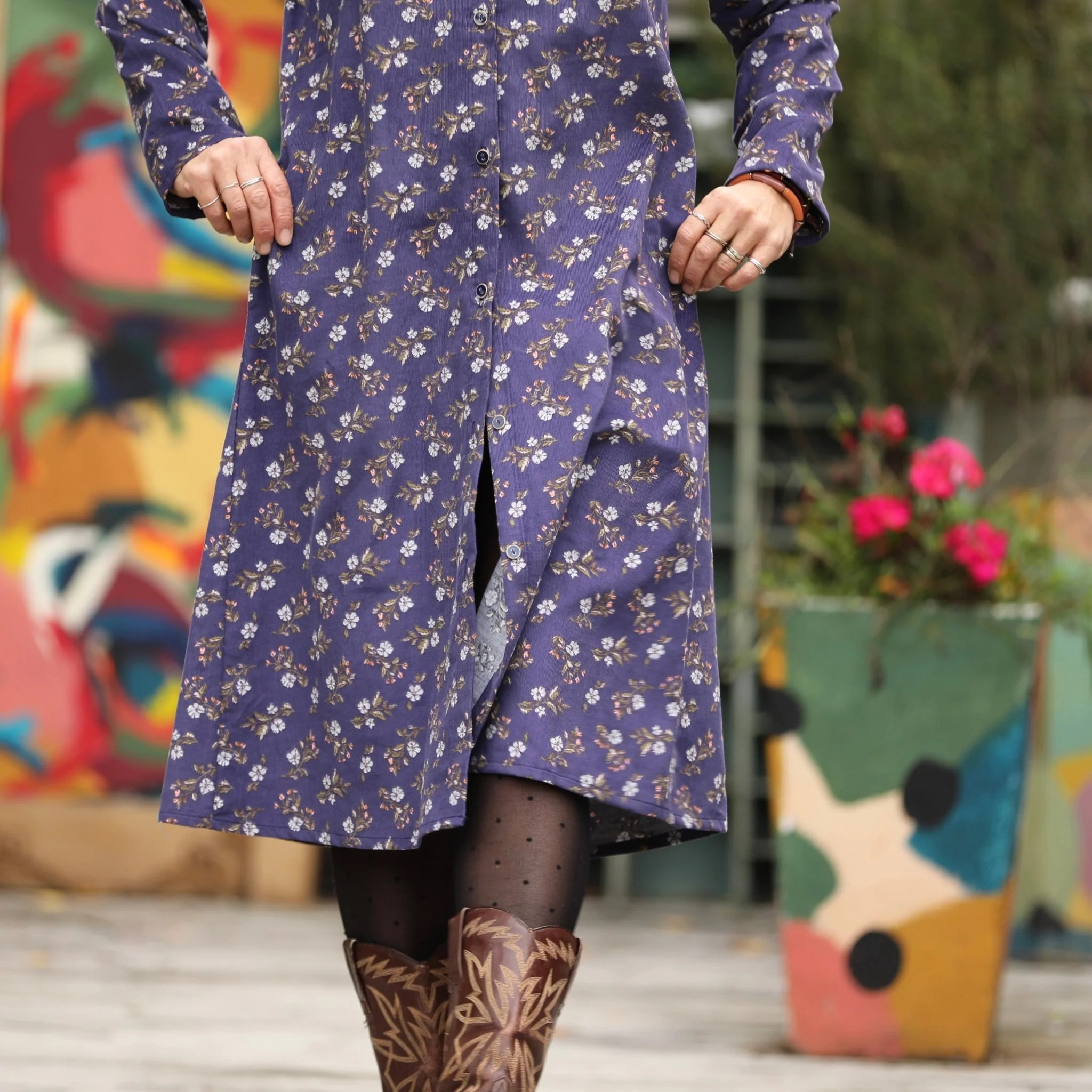 Robe Yuna - Velours milleraies Éclats de myosotis - Image 12